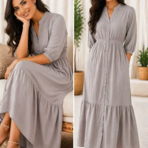 Women Cotton Casual Dress – Ash Colour