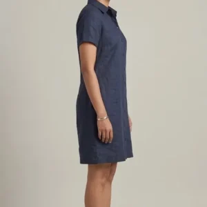 Women Smart Casual Dress – Dark Blue – Hand loom