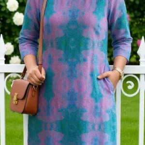 Women Linen Casual Dress – Multi Colour