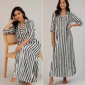 Women Black Strip Frock