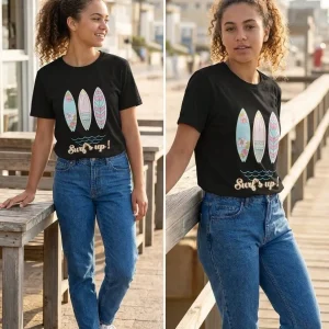 Nivra Couple T-Shirts Surf- Black Colour